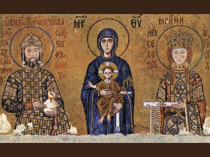 Szent Piroskához: II. Ioannes és Piroska/Eiréné Szűz Máriával és a gyermek Jézussal